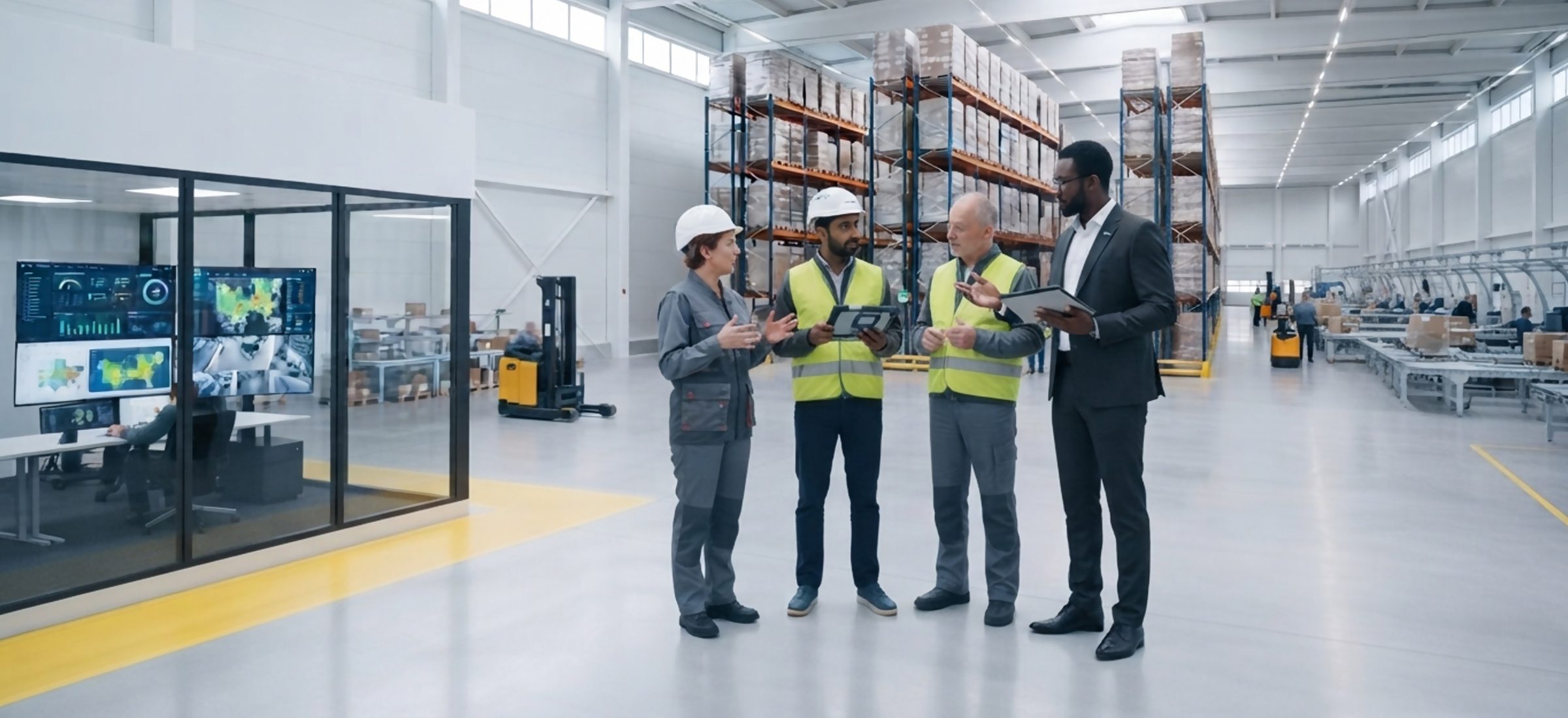 Qwix team members on a warehouse floor